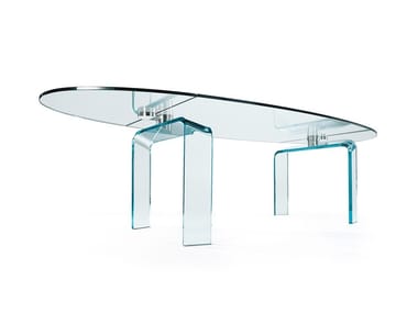 POLICLETO - Oval glass dining table by Reflex