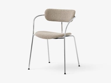 PAVILION AV13 - Stackable fabric chair with armrests by &tradition