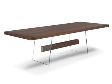 PHANTOM - Rectangular wood and glass table by Natuzzi Italia