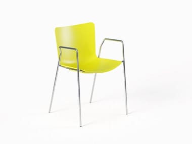 POPPEA - Stackable polypropylene chair with armrests by Frezza