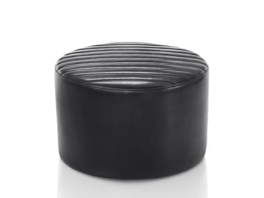 OYSTER - Round leather pouf by Wittmann