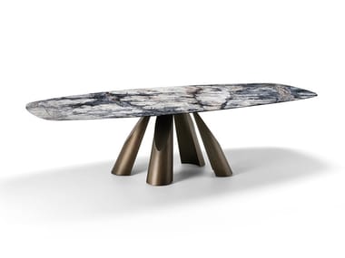 PRINCE - Rectangular Dark Emperador marble and metal table by Arketipo