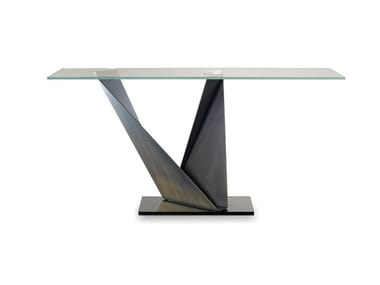 PRISMA STEEL - Rectangular glass console table by Reflex