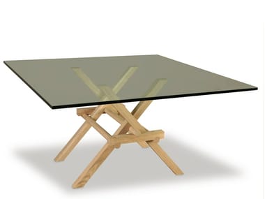 LEONARDO - Square wood and glass table by Morelato