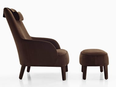 FEBO BERGERE - Bergere upholstered fabric armchair with headrest by Maxalto