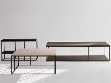 LITHOS - Rectangular steel and wood coffee table by Maxalto