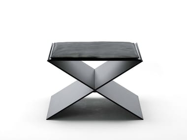 ANIN - Low upholstered leather stool by Living Divani