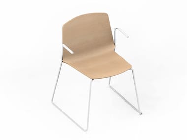 RAMA - Sled base stackable chair with armrests by Kristalia