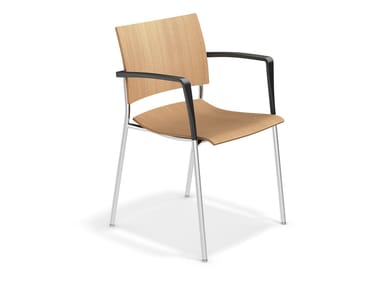 FENIKS - Wooden chair with armrests by Casala