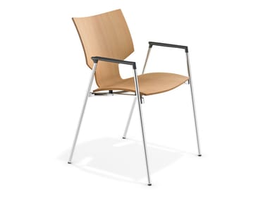 LYNX I - Wooden chair with armrests by Casala