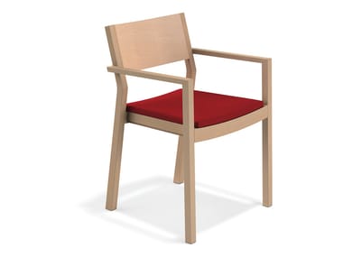 WOODY - Wooden chair with armrests by Casala