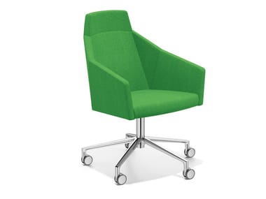 PARKER VI - Easy chair with 5-spoke base with castors by Casala