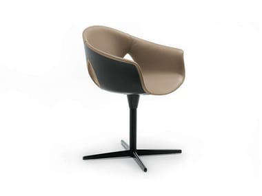 GINGER ALE - Leather chair with 4-spoke base with armrests by Poltrona Frau