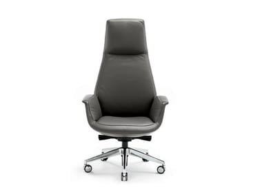 DOWNTOWN - Swivel high-back leather executive chair with 5-spoke base by Poltrona Frau