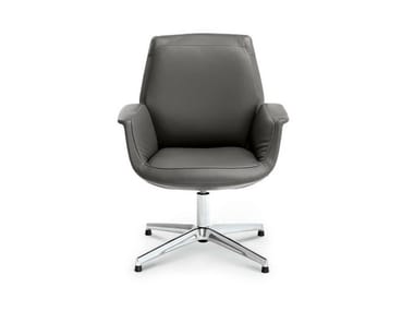 DOWNTOWN - Swivel leather office chair with armrests with 4-Spoke base by Poltrona Frau