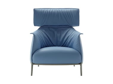 ARCHIBALD - Leather armchair with headrest by Poltrona Frau