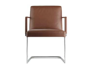 CHANCELLOR CONFERENCE - Cantilever upholstered leather chair with armrests by Poltrona Frau