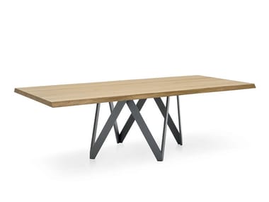 CARTESIO - Rectangular wood veneer table by Calligaris