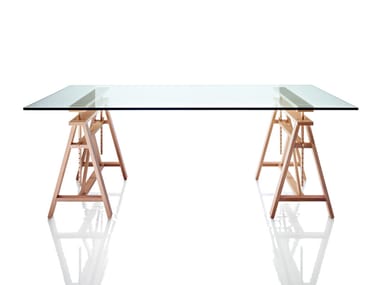 TEATRO - Height-adjustable wood and glass table by Magis