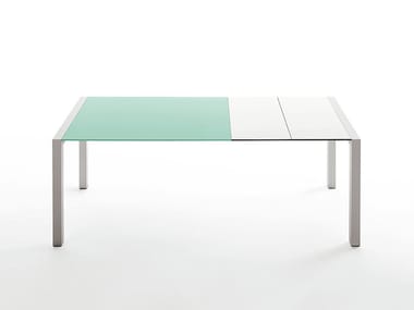 SUSHI INDOOR - Extending glass and aluminium table by Kristalia