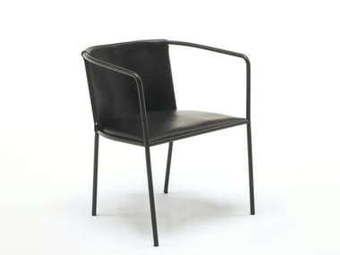 MAJA D - Leather chair with armrests by Living Divani