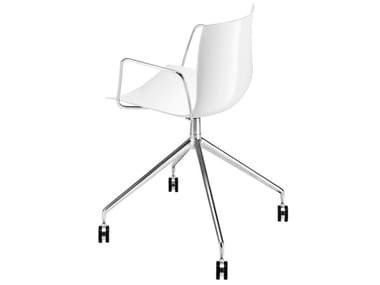 CATIFA 46 - Trestle-based chair with armrests with castors by Arper