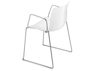 CATIFA 53 - Sled base chair with armrests by Arper