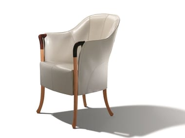 PROGETTI - Tanned leather easy chair with armrests by Giorgetti