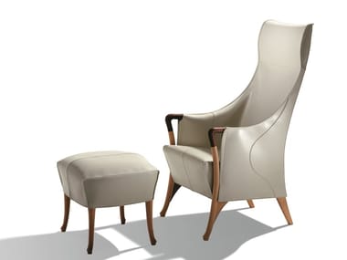 PROGETTI - High-back leather armchair by Giorgetti