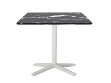 QUATTRO OCCASIONAL MARBLE SQUARE - Low square marble coffee table with 4-star base by Andreu World