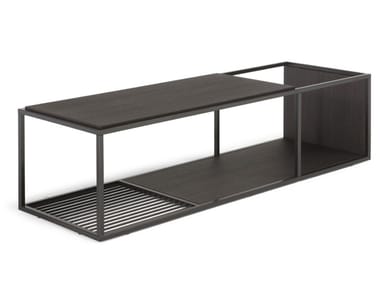 FIL ROUGE - Rectangular coffee table with integrated magazine rack by Natuzzi Italia