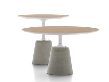 ROCK TABLE MINI - Cement coffee table with wooden top by MDF Italia