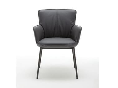 ROLF BENZ 655 - Upholstered leather chair with armrests by Rolf Benz