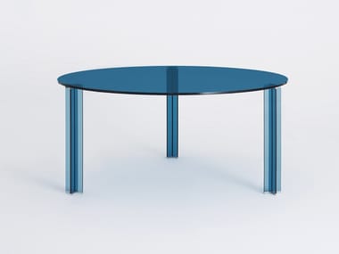 X-T - Round crystal table by Glas Italia