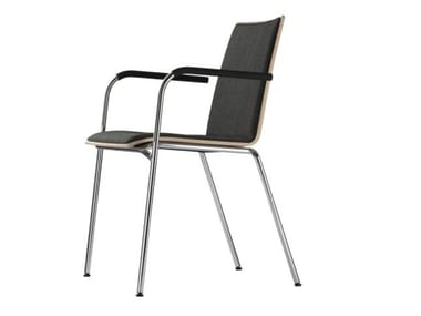 S 162 PF - Upholstered stackable chair with armrests by Thonet