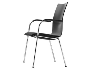 S 168 SPF - Stackable plywood chair with armrests by Thonet