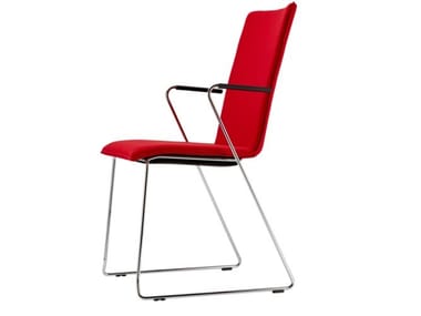 S 184 PVFST - Sled base upholstered chair with armrests by Thonet