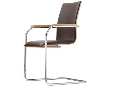 S 54 PF - Cantilever upholstered chair with armrests by Thonet