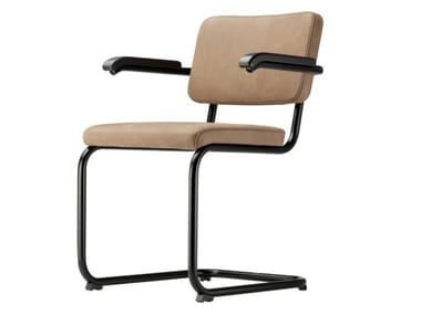 S 64 PV - Cantilever upholstered chair with armrests by Thonet