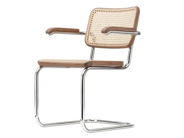 S 64 V -Cantilever Chair with Supporting Synthetic Mesh (Frame -Power -Coated Matt Pearl White (Ral 1013))