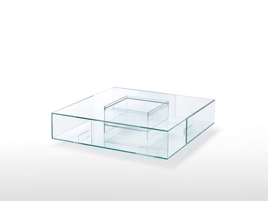 SEASONS - Low square crystal coffee table by Glas Italia