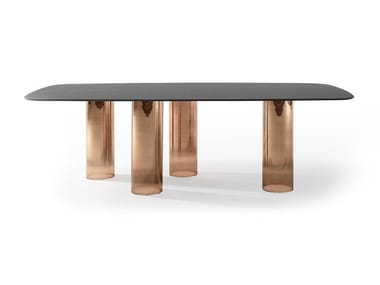 SIGNORE DEGLI ANELLI - Rectangular glass dining table by Reflex