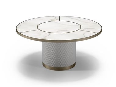 SIGNORE DEGLI ANELLI - Round glass dining table by Reflex