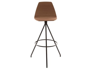 SILA - High multi-layer wood stool with back by Sovet Italia