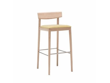 SMART BQ0649 / BQ0659 - High beech stool with integrated cushion with back by Andreu World