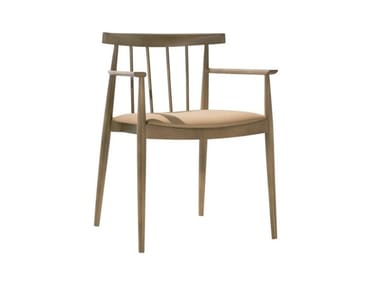 SMILE SO0334 - Open back beech chair with armrests with integrated cushion by Andreu World