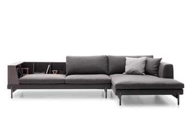 KIM - Fabric sofa with chaise longue with integrated magazine rack by Ditre Italia