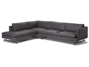 JEREMY - Leather sofa with chaise longue by Natuzzi Italia