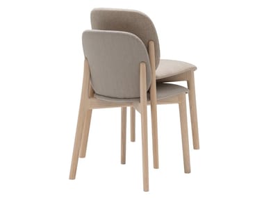 SOLO CHAIR SI3020 - Stackable solid wood chair with integrated cushion by Andreu World