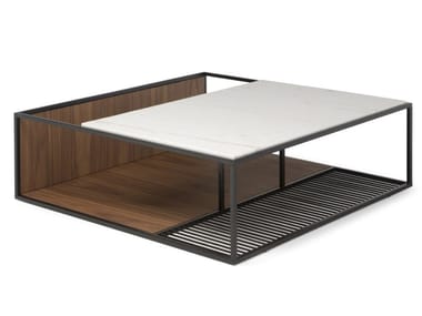 FIL ROUGE - Square coffee table with integrated magazine rack by Natuzzi Italia